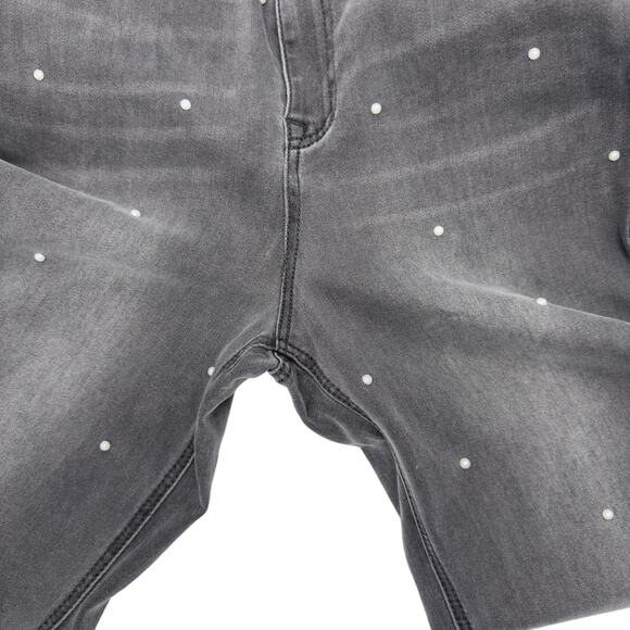 DG2 Diane Gilman Virtual Stretch Scattered Pearl Girlfriend Jeans Gray Tall 10T - Picture 4 of 10